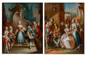 Antonio Zucchi ( Venezia, 1726 – 1795), Coppia di scene galanti